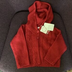 Sfera Baby Perfect Princes, Red Knit Hoodie, 18-24M, 82-92cm, NWT
